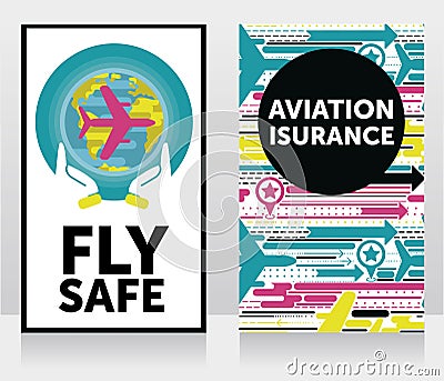 Two banners for air safety and aviation insurance Vector Illustration