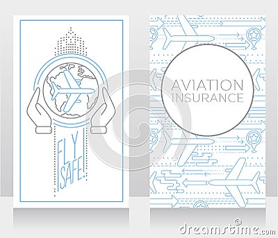 Two banners for air safety and aviation insurance Vector Illustration