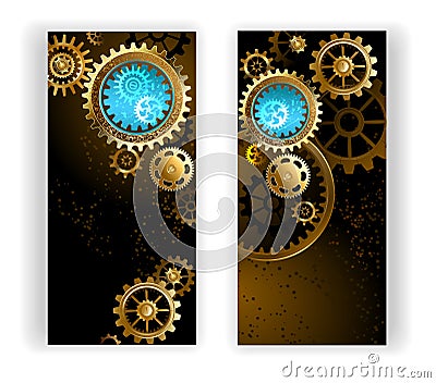 Two banners with gears Vector Illustration