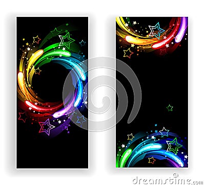 Two banners with rainbow stars Vector Illustration