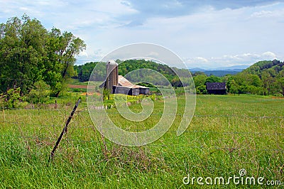 Double Set of Barns With A View Stock Photo