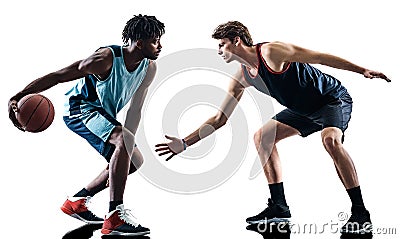 Basketball players men isolated silhouette shadow Stock Photo