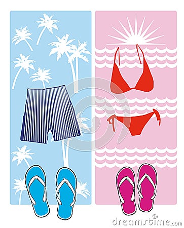 Two bath towels Vector Illustration