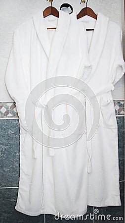 Two bathrobes Stock Photo