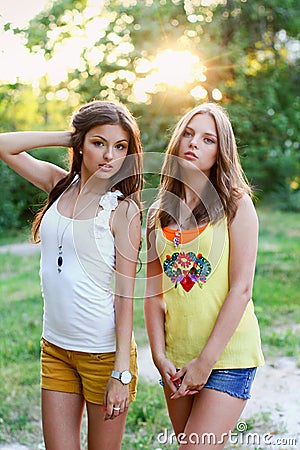 Two beautiful caucasian girls Stock Photo