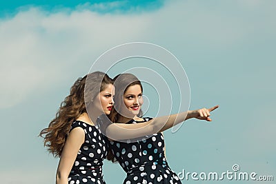 Two beautiful girl sisters Stock Photo