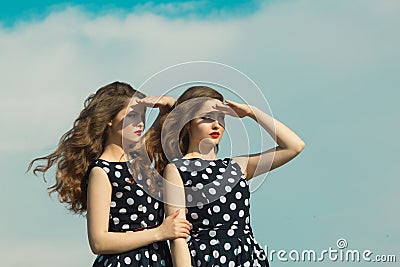 Two beautiful girl sisters Stock Photo