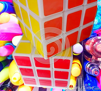 two beautiful multi-colored boolean cube Editorial Stock Photo