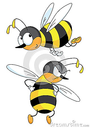 Two bees Vector Illustration