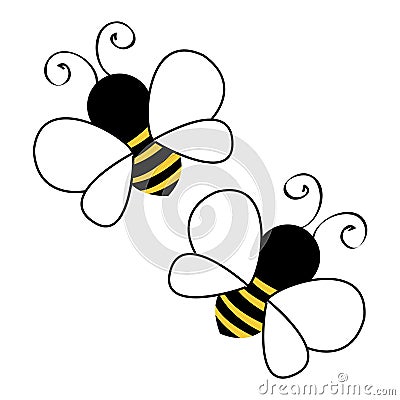 Two bees flying Vector Illustration