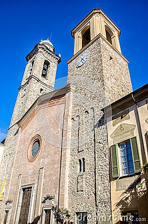 Two bell towers tall bobbio piacenza emilia romagna italy Stock Photo