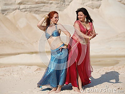 Two bellydance girls Stock Photo