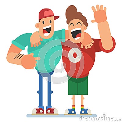 Two best friend guys, man vector illustration Vector Illustration