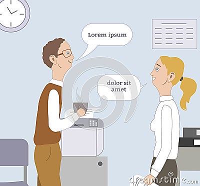 Two best friends tell at work Vector Illustration