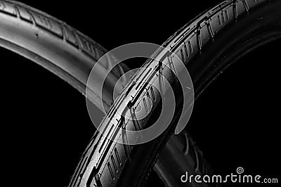 Two bicycle tires Stock Photo