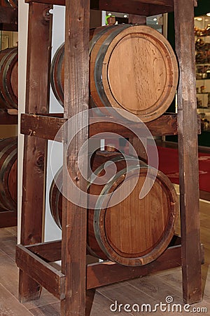 Two Big Oak wooden Barrels Stock Photo