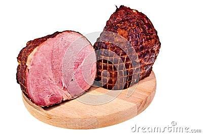 Two big pieces of smoked ham. Stock Photo