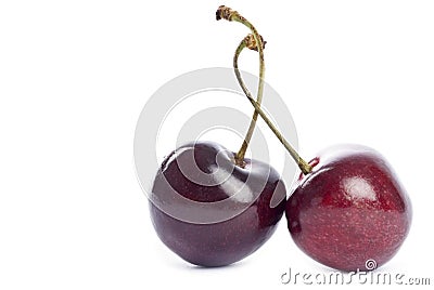 Two Bing Cherries Stock Photo