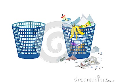 Two bins, full and empty Vector Illustration