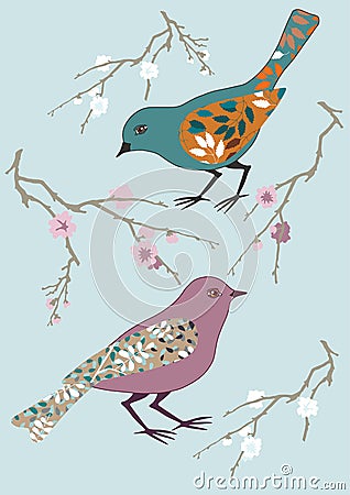 Two Birds Vector Illustration