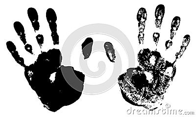 Two Black Art Hand Prints Vector Illustration