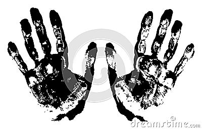 Two Black Art Hand Prints Vector Illustration