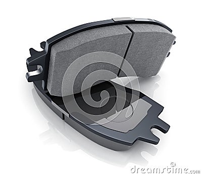 Two black brake pads on white background Cartoon Illustration