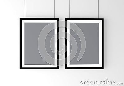Two Black Photo Frames Mockup. High resolution 3d render. Stock Photo
