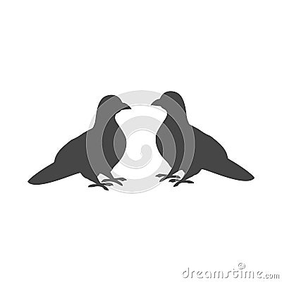 Two black pigeons icon or logo Vector Illustration