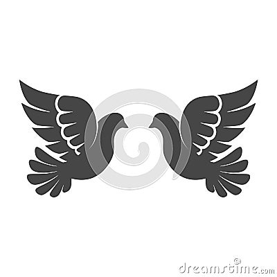 Two black pigeons icon or logo Vector Illustration