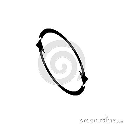 Two semi circular arrows together. Semicircular round arrows rotation in circle following each other. Vector Illustration