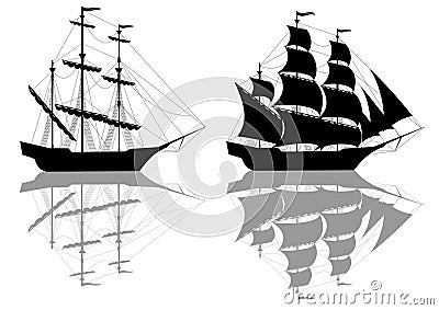 Two black ships Vector Illustration