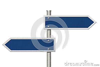 Two blank blue highway road sign Stock Photo