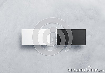 Two blank business card mockups on grey textured Stock Photo