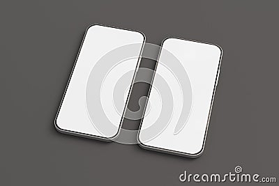Two blank screen smartphones mockup on white background Cartoon Illustration