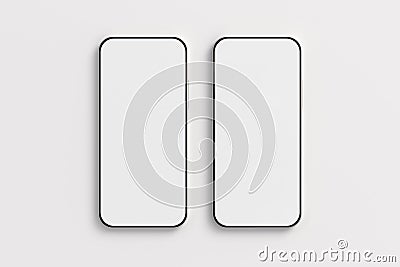 Two blank screen smartphones mockup on white background Cartoon Illustration