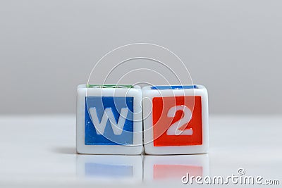 Two blocks with W2 form letters Stock Photo