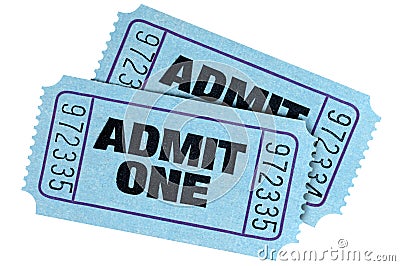 Two blue admit one movie tickets Stock Photo