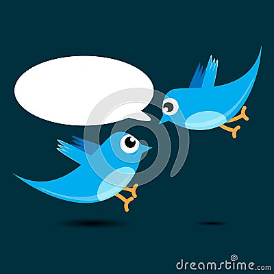 Two blue birds Vector Illustration