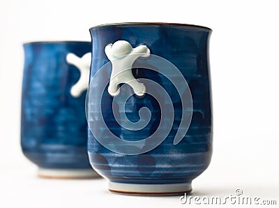 Two blue cups Stock Photo