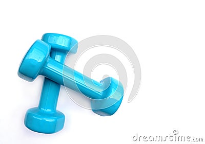 Two blue dumbbells Stock Photo