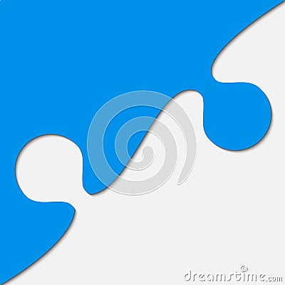 Two Blue Pieces Puzzle. Jigsaw Background. Vector Illustration