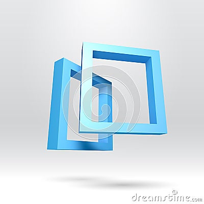 Two blue rectangular 3D frames Vector Illustration