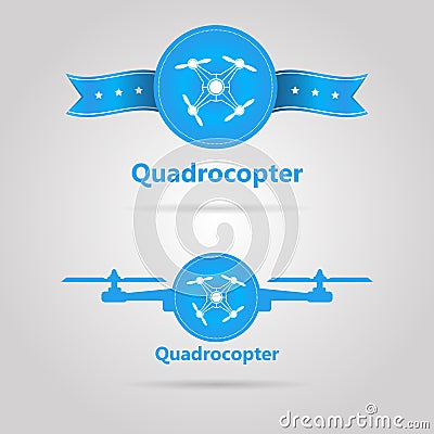 Two blue signs of quadrocopter top view Vector Illustration
