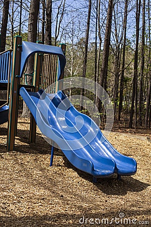 Two blue slides at Crowder County Park Stock Photo