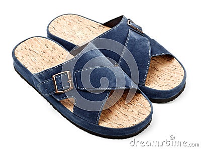 Two blue slippers Stock Photo