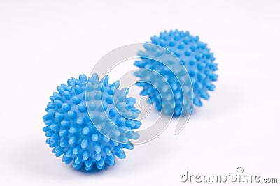 Two blue spiked balls Stock Photo