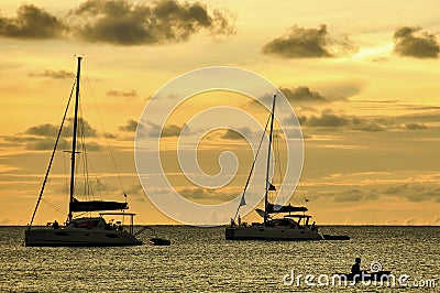 Two boats on the sea Stock Photo