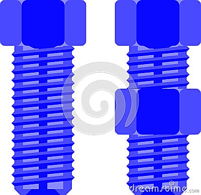 Two bolts from side view Vector Illustration