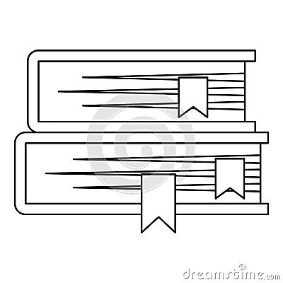 Two books icon, outline style Vector Illustration